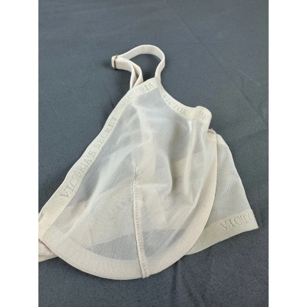 Victoria's Secret Sheer Mesh Unlined‎ Demi Balconette Bra Beige 32C